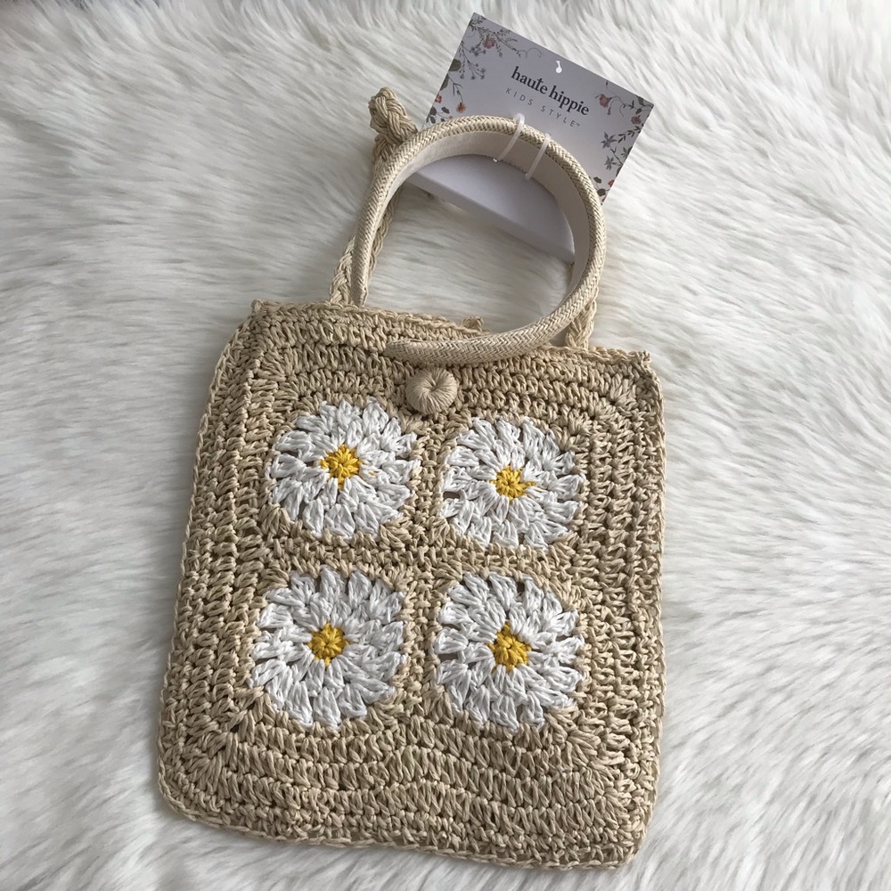 Haute Hippie Beige Floral Tote Bag and Headband